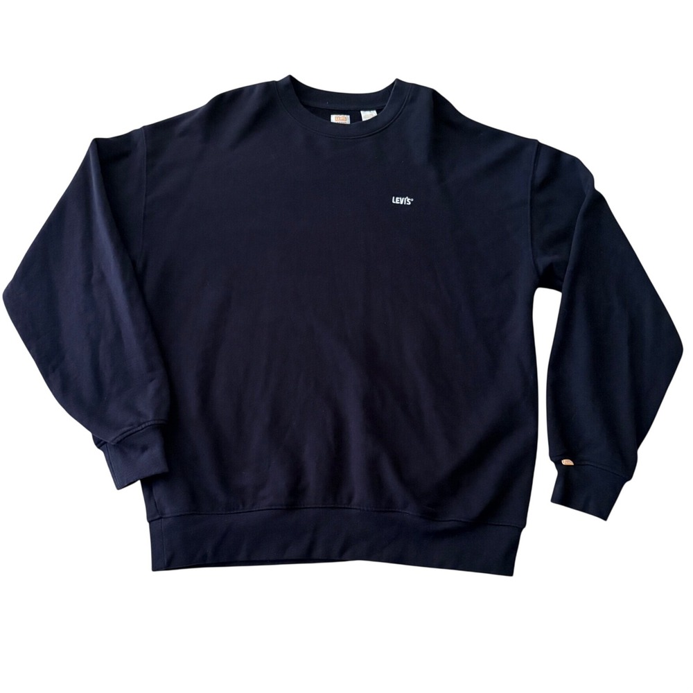 Levis Gold Tab Mens Black Crewneck Sweatshirt Embroidered Logo Pullover L